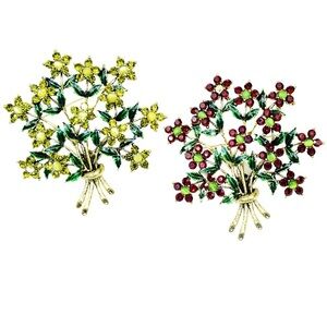 Rhinestone Large Flower Brooches For Women 2 Colors Available